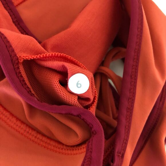 Lululemon Sports Bra Womens 6 Small Red Orange Net Back Sportswear Logo Athletic - Picture 6 of 6